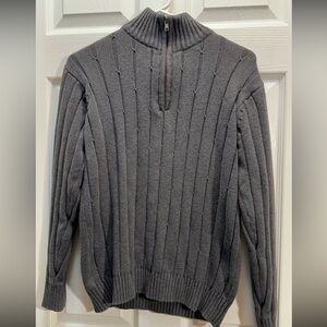 Oscar de la Renta Men's Charcoal Ribbed Quarter-Zip Sweater